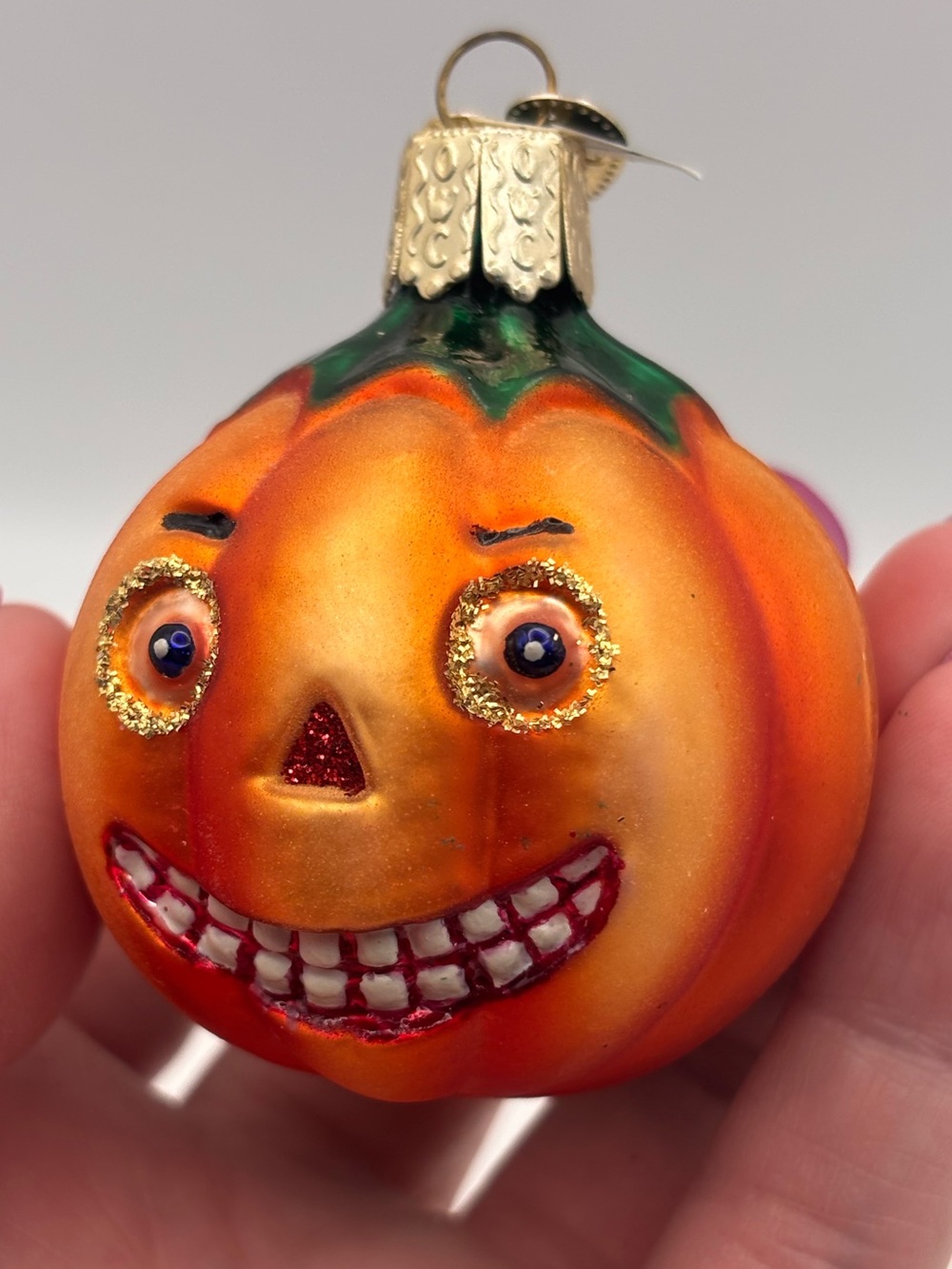 Old World Christmas, Jack-o-Lantern Pumpkin, Halloween Glass Tree Ornament